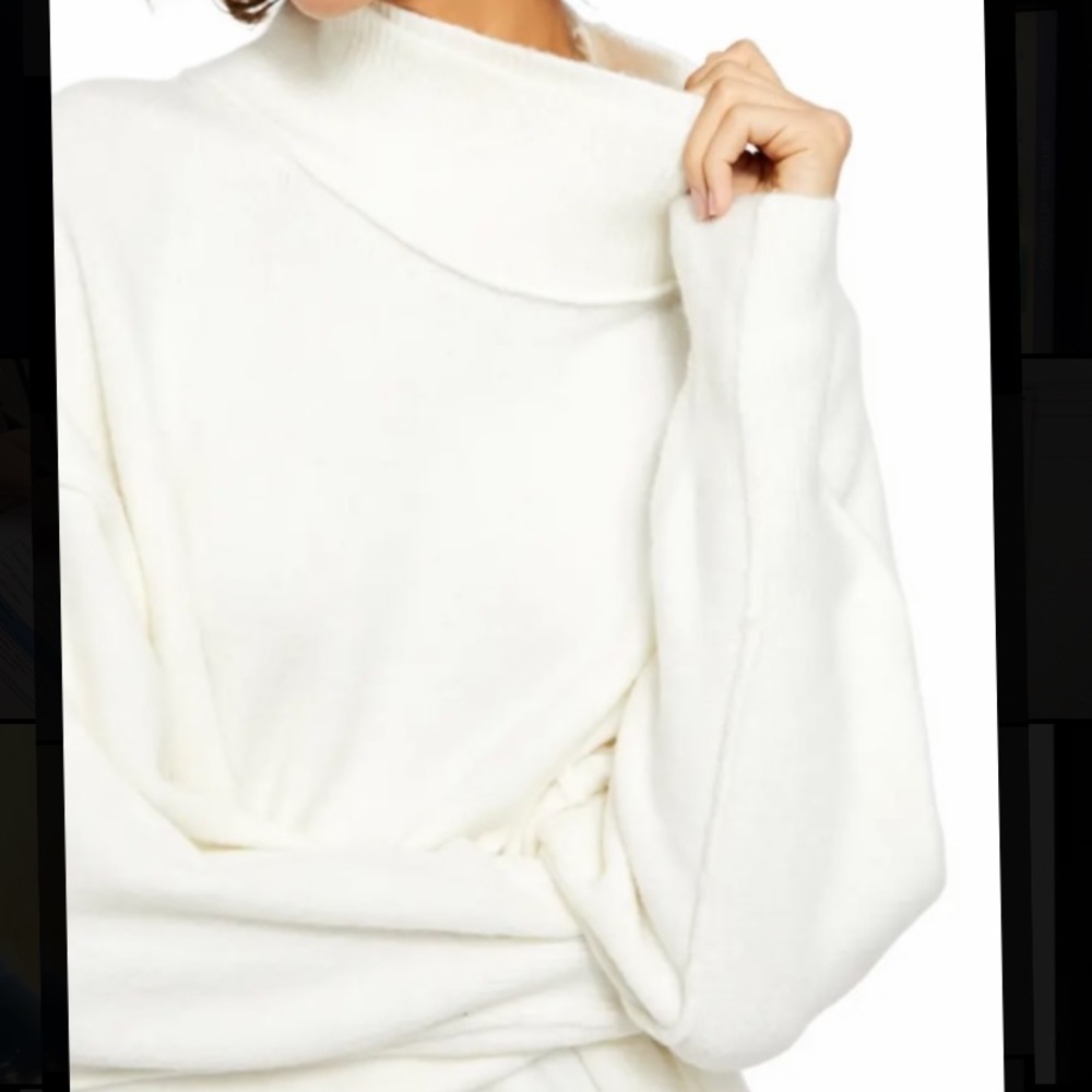 Free People Afterglow Mock Neck Top in White